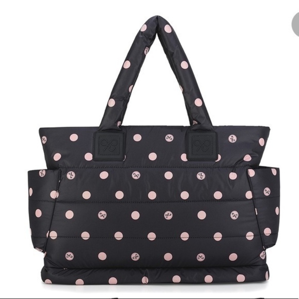 CiPU Large Polka Dot Diaper Baby Tote Bag Black Dark Brown Pink